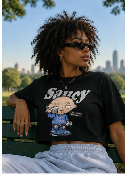 SAUCY GRAPHIC CROP TOP