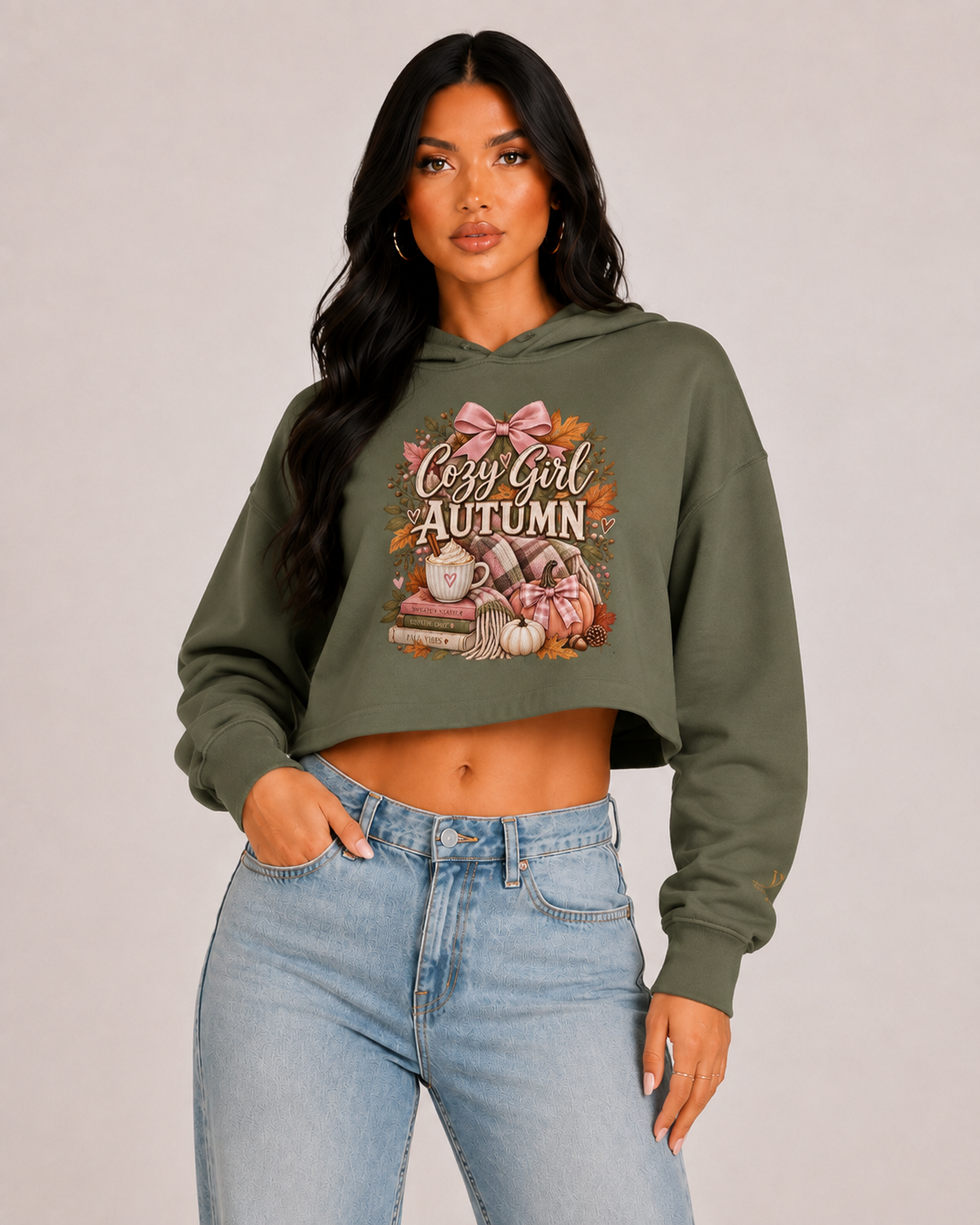 COZY GIRL AUTUMN CROP HOODIE