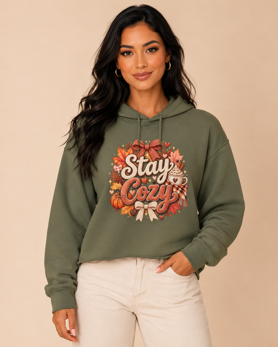 STAY COZY CROP HOODIE